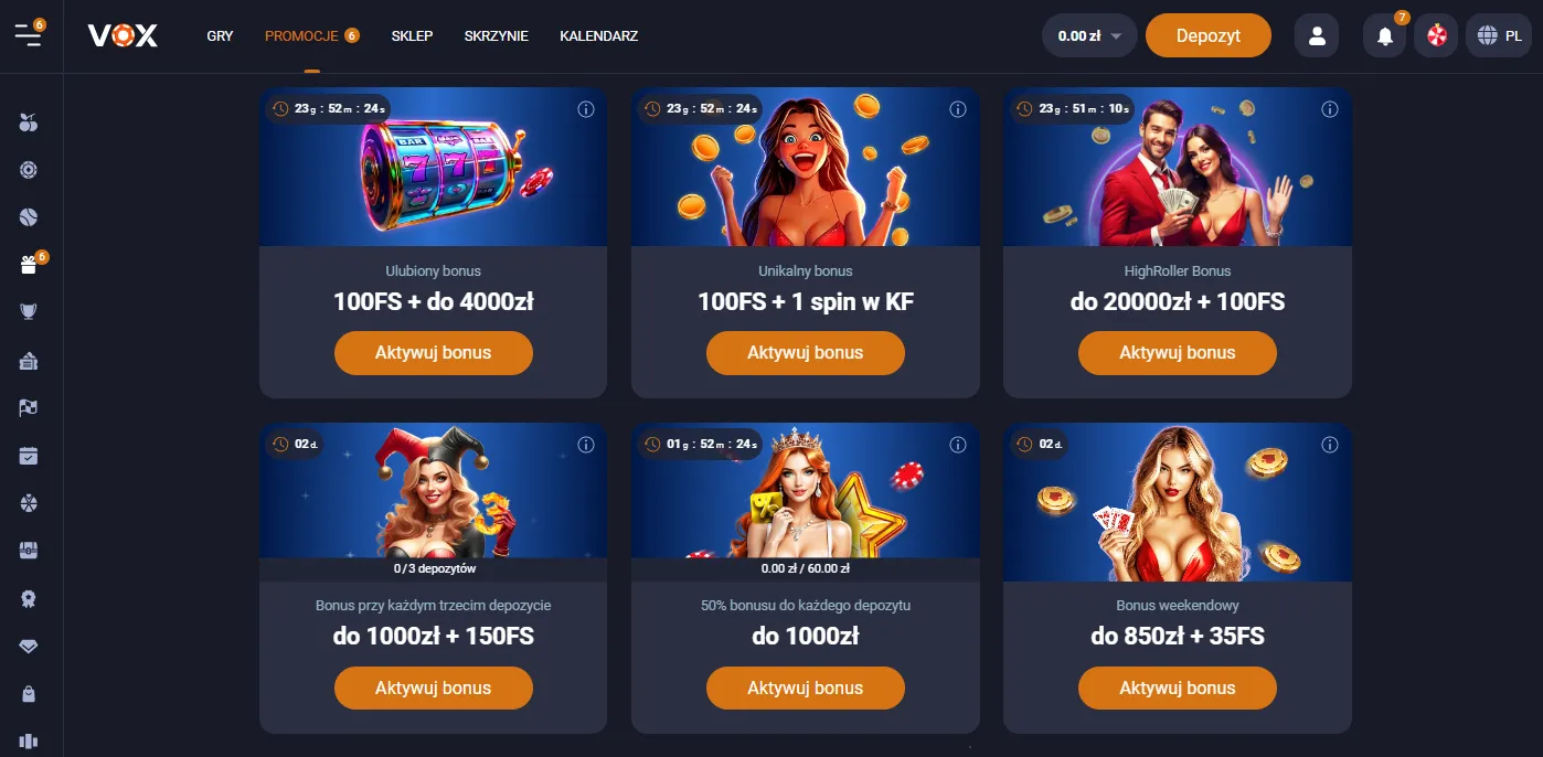 Codzienne turnieje i reload bonusy w Vox Casino
